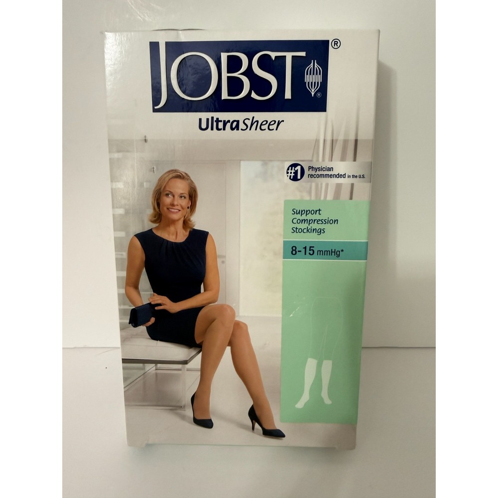 Jobst Ultra Sheer Support Compression Stockings 8-15 mmHg Black Knee High ~ NEW